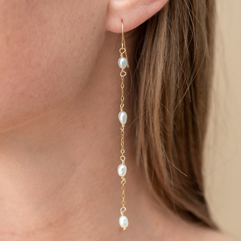 Tassel Earrings Boho - 14K złoto wypełnione naturalne kolczyki perłowe