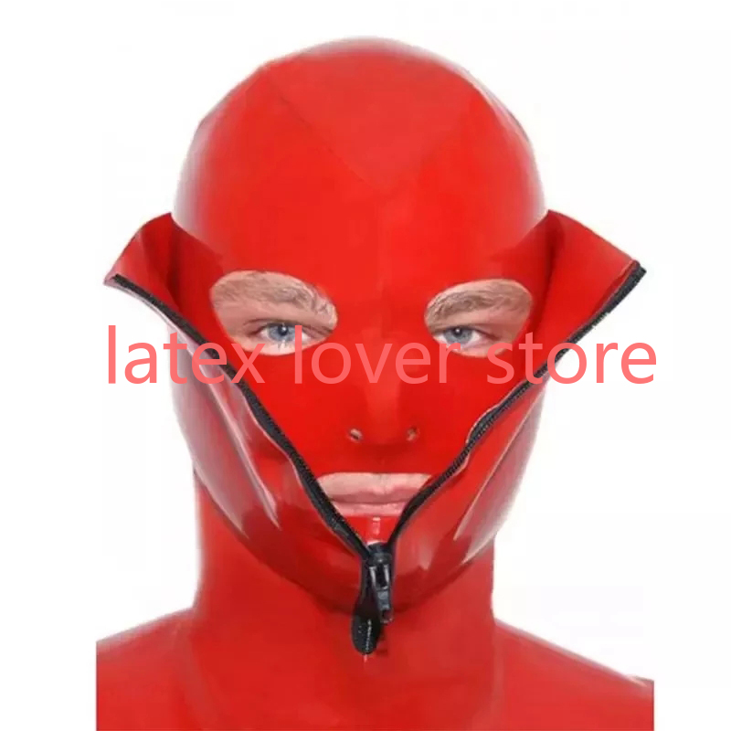 Women'S Red Accessories - Seksowna Czerwona Lateksowa Maska Gumowe Kaptury