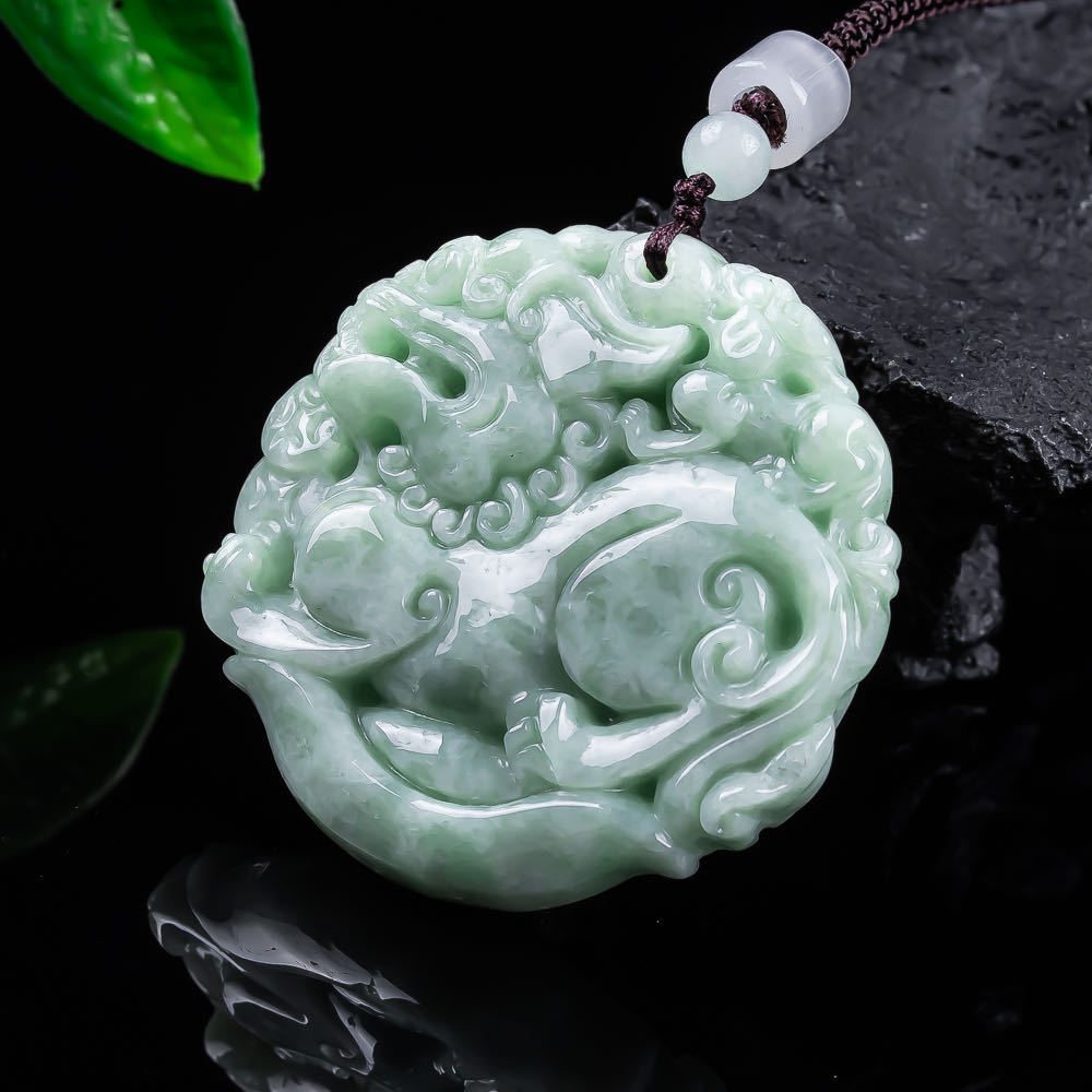 Women Accessories For Gift - Naturalny jadeit z Mianmaru, wisiorek Pixiu,