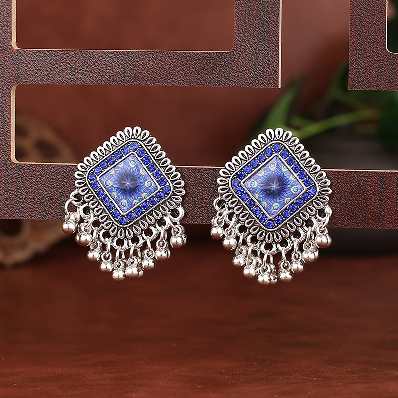 Vintage etniczne srebrne kwadr – Tassel Earrings Boho recenzja i cena