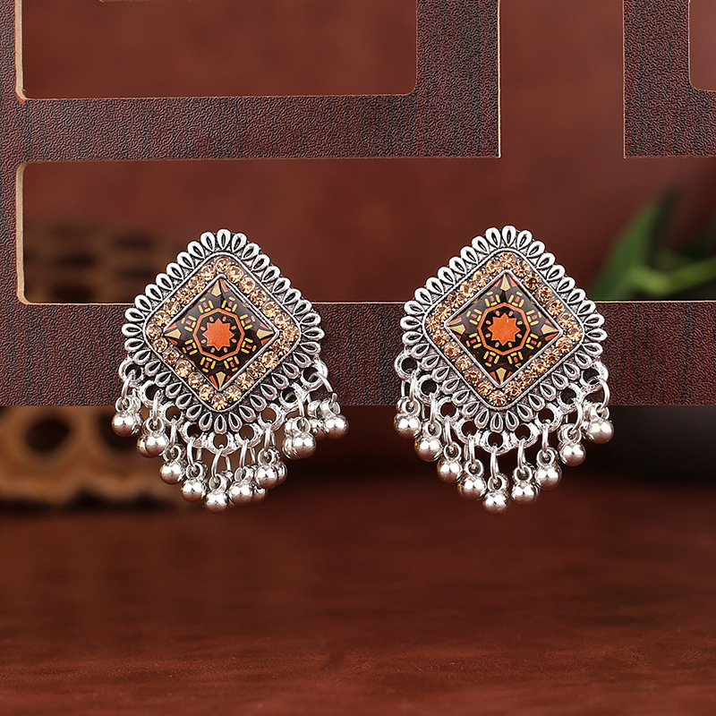Vintage etniczne srebrne kwadr – Tassel Earrings Boho recenzja i cena