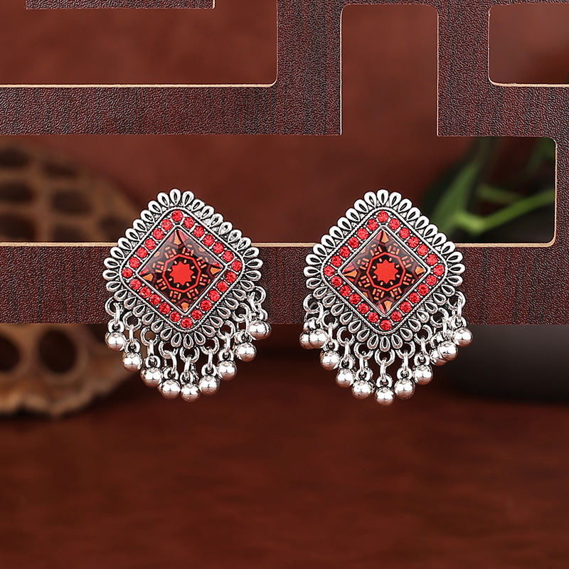 Vintage etniczne srebrne kwadr – Tassel Earrings Boho recenzja i cena