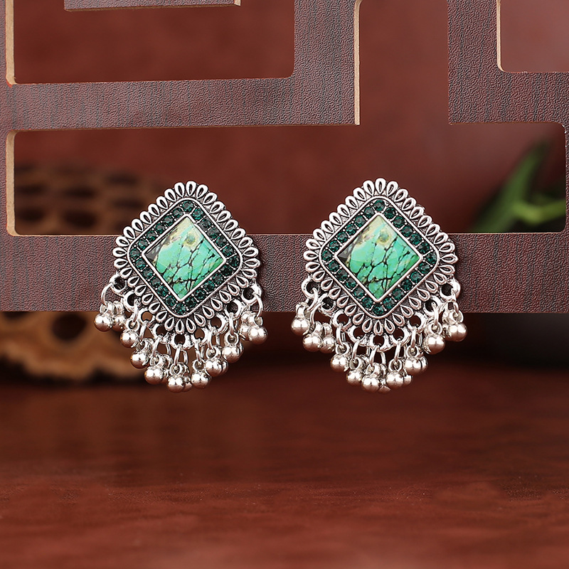Vintage etniczne srebrne kwadr – Tassel Earrings Boho recenzja i cena
