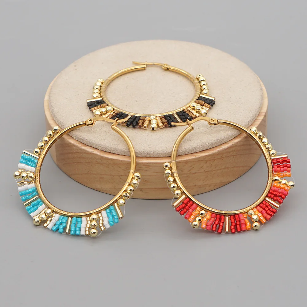 Duże okrągłe kolczyki ręcznie  – Tassel Earrings Boho recenzja i cena