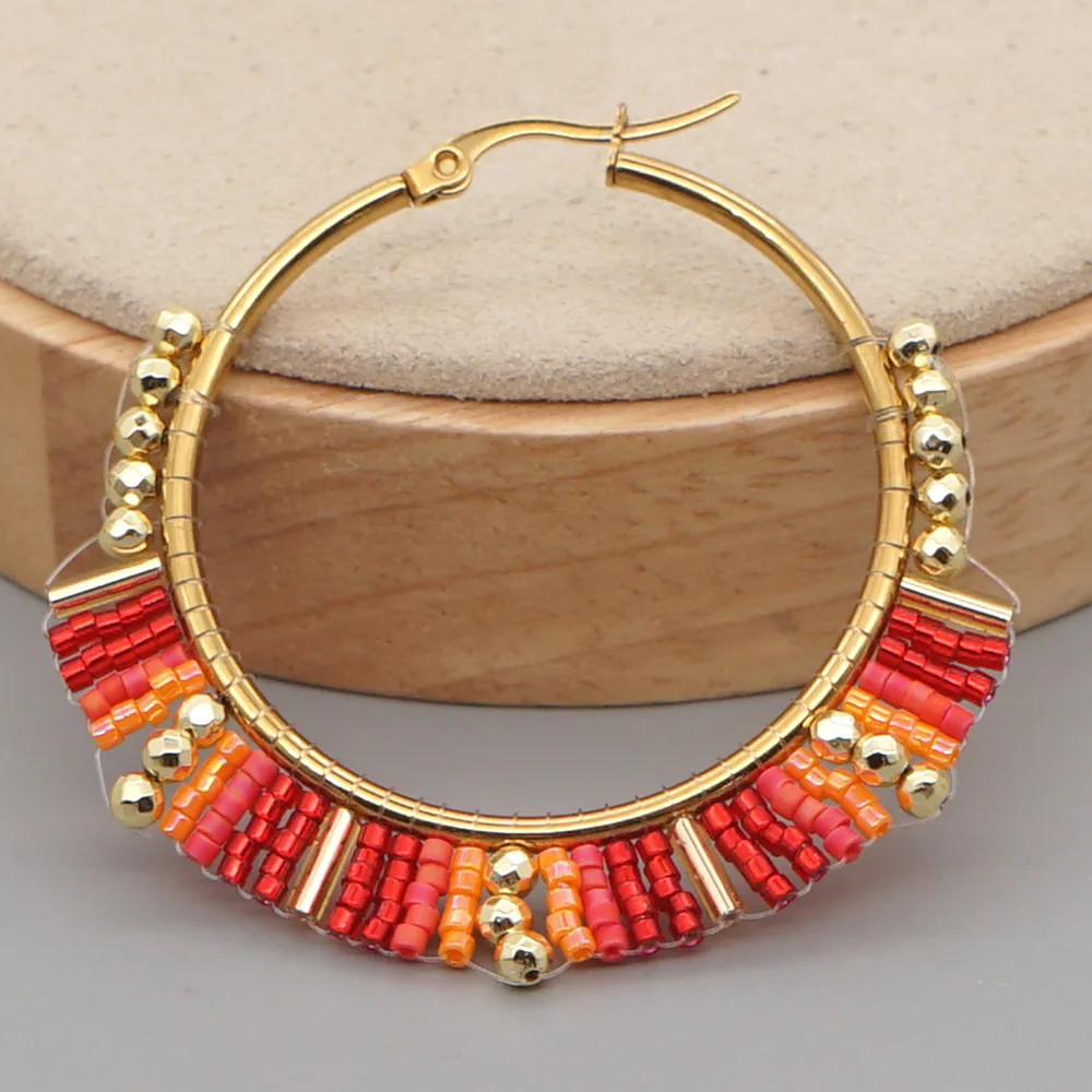 Duże okrągłe kolczyki ręcznie  – Tassel Earrings Boho recenzja i cena
